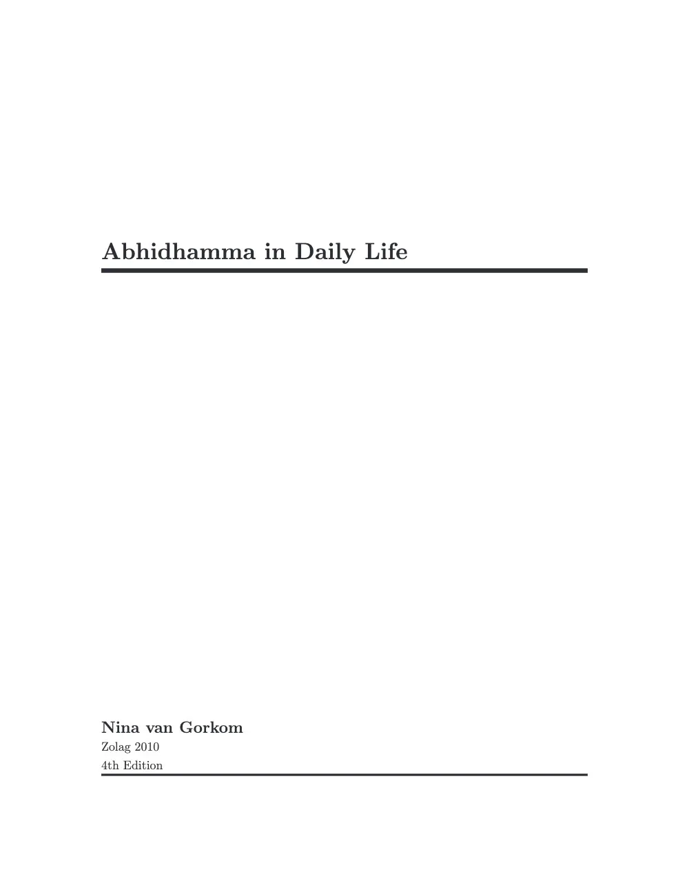 Trang tên sách Abhidhamma in Daily Life của Nina van Gorkom