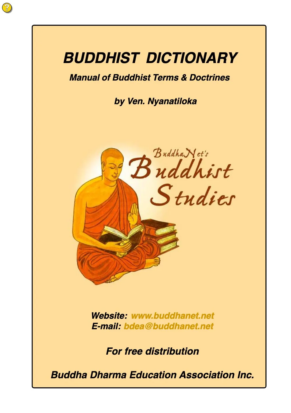 Bìa sách Buddhist Dictionary của Ngài Nyanatiloka